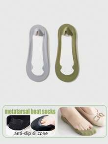 2/5/7 Pairs Women's Multi-Color Heel Cushion Boat Socks, Thin Ankle Socks For High Heels, Non-Slip, Invisible, Versatile For Daily Wear, Spring/Summer/Autumn - Multicolor - View 11