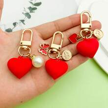 1pc Big Red Heart Shaped Keychain, Bag Charm, Car Key Chain, Suitable For Valentine's Day, Thanksgiving, Mother's Day Gifts, Wallet Pendant - Multicolor - View 2