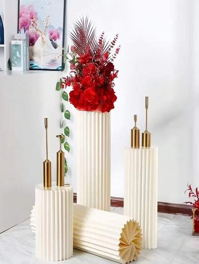 1/3/4pcs Paper Board Pedestal Stand, Foldable Column Stand, Wedding Prop, Floor Display Pillar, DIY Base Box With Round Top Foldable Paper Tube Column Base, Material: Paper, Load Bearing Capacity: 20kg