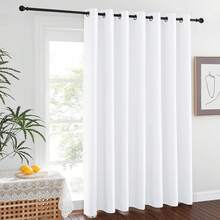 Patio Door Curtain Sound Blocking, Bedroom Privacy Room Divider Curtain Screen Partitions, Thermal Insulated Blackout Closet Sliding Door Curtain (1 Panel, 8.3ft Wide By 7ft Long, Gray) - White - 查看 8