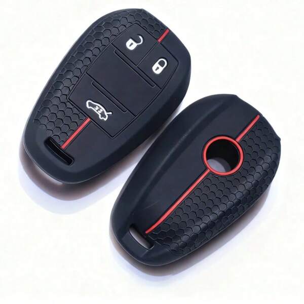 3 boutons Étui de clé de voiture en silicone pour Alfa Romeo Stelvio Giulia 2017 2018 Coque de télécommande Peau de protection de clé Accessoires