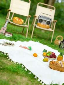 1pc Beige Rectangular Picnic Blanket, Portable Outdoor Rug, Foldable Picnic Mat Suitable For Beach, Valentine's Day, Easter Outdoor Picnic, Camping, Hiking, Travel, Home Concerts And More