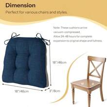 Non Slip Chair Cushions For Dining Chairs Set Of 4 Kitchen Chair Cushions 18"X18"X3" Turfted Chair Pads Comfortable And Soft Seat Cushion With TiesAqua Blue - Navy - View 2