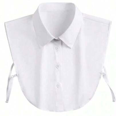 One Size Fake Shirt Collar Dickey For Women, Detachable Button-Up Collar For Layered Outfit Styling