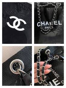 CHANEL 时尚粗花呢软羊毛亮片装饰手提包，针织设计，女士手提包 - 时尚配饰，完美搭配女士休闲时尚装扮