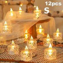 3/12/24pcs Indoor Decorative Crystal Diamond Shaped LED Electronic Candle Lights, Battery Powered Flameless Candle Lights, LED Decorative Tea Candle Lights (Batteries Included), Suitable For Wedding, Dining Table, Holiday Decoration, Valentine's Day Party Decoration - 無色 - 查看 13