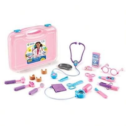 Learning Resources Set de Doctor Pretend and Play Rosa - 19 Piezas Edades 3+ años Kit de Doctor para s Accesorios de Doctor de Juguete para s Juegos de Medicos