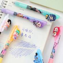 1/2/3/4/5/6支装 K-Pop 女巫狩猎主题蓝色签名笔，学生圆珠笔，可擦笔，书写笔，按压式蓝色笔，学生文具，书写工具，学生礼物，学习办公用品 - 彩色 - 查看 6