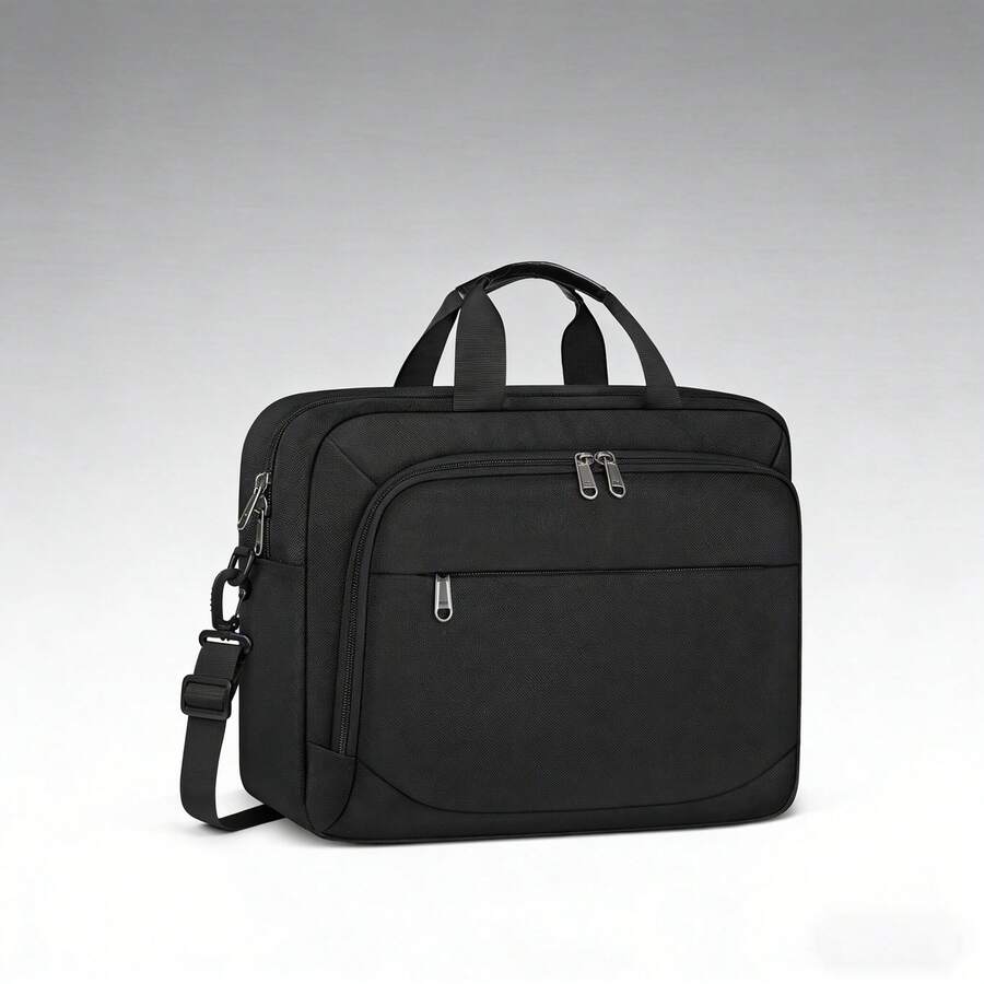 Men's 15.6-Inch Laptop Bag Waterproof Laptop Briefcase Laptop Shoulder Bag Portable Laptop Bag With Detachable Keychain For Business, Travel, Work, And College, Black Laptop Case - Multicolor - View 1