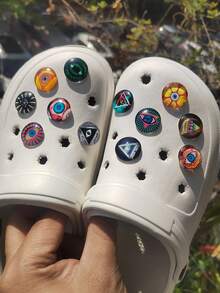 12pcs Crystal Glass Animal Eye DIY Shoe Decoration Set, Suitable For Clogs, Beach Sandals, Flip Flops - Multicolor - View 4