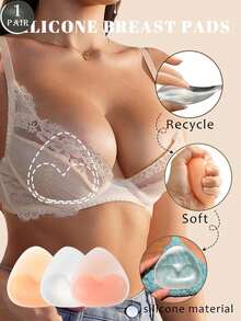 1 Pair Soft & Skin-Friendly Silicone Breast Pads – Push-Up Enhances Small/Flat Breasts | Non-Slip, Waterproof & Sweat-Proof, Invisible Built-In Pads For Bras, Swimsuits & Bikinis - Multicolor - View 1