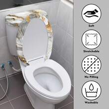 Bathroom Soft Toilet Cover Set 2 Piece Toilet Lid Cover White And Gold Marble Bathroom Decor Washable - 聖誕老人禮物 - 查看 4