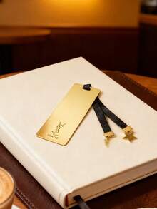 Yves Saint Laurent Metal Bookmarks With Golden Texture And Star/Heart Shaped Pendants, Fashionable Reading Essential - Gold - View 6
