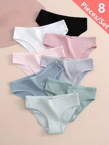 8-Piece Set Of Women's Breathable Comfortable Elastic Solid Color Thigh-High Panties, Essential For Daily Home Use - Black - View 4