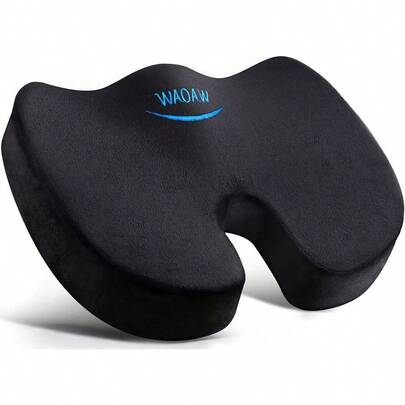 Cojín, Cojines para Silla de Oficina, Almohada para Glúteos, Cojín para Auto, Sentarse por Largo Tiempo, Almohadilla de Espuma para Silla para Alivio del Dolor de Espalda, Cóccix, Coxis, Regalos de Relleno de Calcetines para Hombres y Mujeres (Negro)