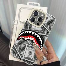 Money Phone Case, Aggressive Style, For Compatible With IPhone 17/17pro/17promax/17Air/Iphone16/16pro/16plus/16promax/15/15promax/15pro/11/12/13/14promax/12mini/13mini/11pro/11promax/12pro/12promax/13pro/13promax/14pro/14promax, Dollars And Shark Mouth Gift, Wealth Aesthetic Design Present For Him, Rich Lifestyle Gift - 白色 - 查看 2