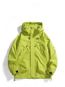 Women's Lightweight Loose Hooded Jacket, Long Sleeve Spring Outerwear - Lime Green - View 5