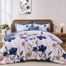 8 Pieces Yellow Floral Comforter Set Queen King, Botanical Bed In A Bag,Elegant Bright Flower Reversible Soft Microfiber Comforter Bedding Set Halloween Decor Fall Home Decor Room Bedroom Deocr Christmas Gift All Season - Yellow-1325 - View 5