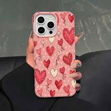 Estuche para teléfono con patrón floral de corazón Compatible con estuches para teléfonos   17  17 Pro  16 Pro Max  15 Pro Max  14 y  13 Hecho de material TPU duradero, resistente a caídas y elegante Un regalo perfecto para familiares, amigos y seres queridos y un excelente regalo para cumpleaños, San Valentín y Año Nuevo. - Rosa - Ver 5