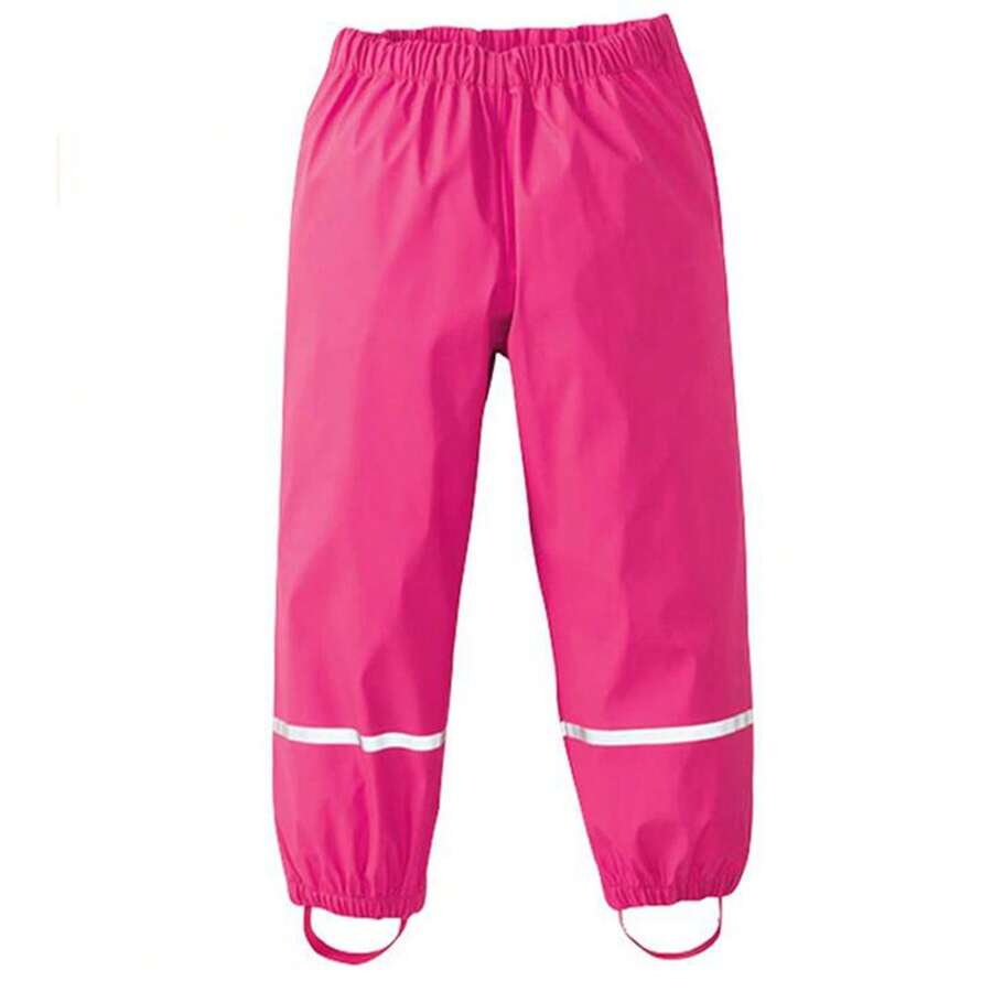 Kids Rain Pants - Waterproof Overpants For Outdoor Play, Easy On/Off With Elastic Waist & Ankle, Boys Girls - 玫紅 - 查看 1