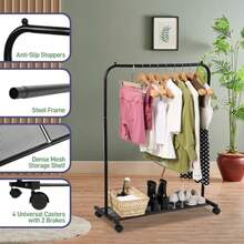 Lifemaster - Perchero de aleación de acero Paquete de 1 versátil amplio espacio de almacenamiento montaje simple ropa para colgar y ropa con ruedas color - 1 paquete - Ver 3