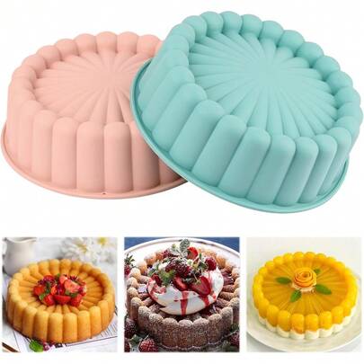 2 Pcs Charlotte Cake Pan, 8 Inch Round Cake Pan, Nonstick Silicone Cake Molds For Cheese Cake, Chocolate Cake, Rainbow Cakes, , Brownie Tart Pie