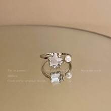 Star Pearl Open Ring For Women 2025 New High-End Index Finger Ring Niche Fashion Personality Adjustable Ring - M173 [Nhẫn ngọc trai sao] - Xem 2