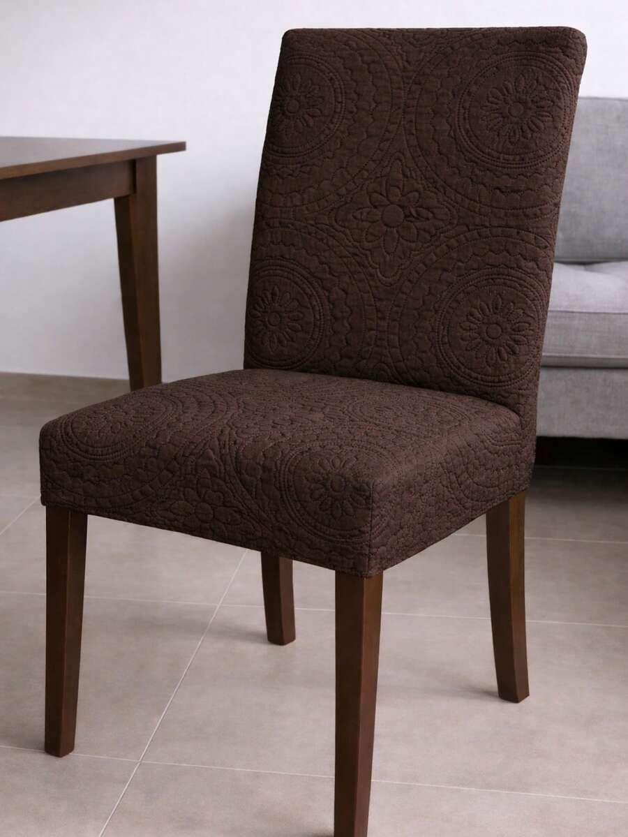 Premium Hammered Mesh Adjustable Anti-Cat Chair Cover – Protection And Elegance For Dining Room - Rust Brown - View 1
