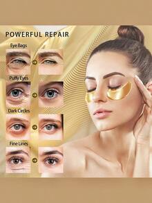 10/20/30片装黄金胶原蛋白海藻眼膜贴，7.5克/对，保湿滋润，改善眼部护理 - 金色 - 查看 3