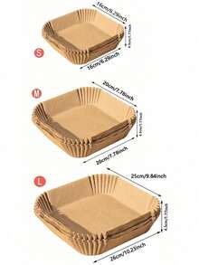 Square Paper Liners For Air Fryer - Non-Stick, Suitable For Baking, Grilling, Microwave Cooking, Easy Cleaning, Healthier Cooking, Paper Material, Fit For Home/Hotel - Multicolor - View 2