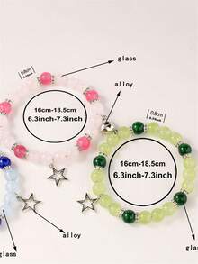 3 chiếc vòng tay đôi dành cho bạn thân, hình trái tim, số 3, 4, 5, dành cho bạn trai và bạn gái, vòng tay tình bạn đính hạt. - Nhiều màu - Xem 7