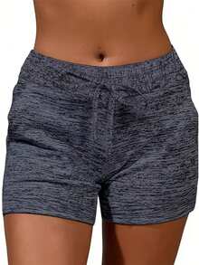 European And American Style Women Fashion Sexy Solid Gray Beach Sports Shorts - Grey - View 1