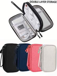 1 pieza Bolsa de almacenamiento de nailon multifuncional, organizador de cables digitales, bolsa organizadora de accesorios electrónicos portátiles, adecuada para disco duro externo, batería portátil, auriculares y cargadores, fundas de teléfono, auriculares inalámbricos, auriculares Bluetooth, auriculares supraaurales, auriculares, adecuada para uso empresarial, viajes, escuela, universidad, oficina, útiles escolares, esenciales de vuelta a la escuela - Multicolor - Ver 6
