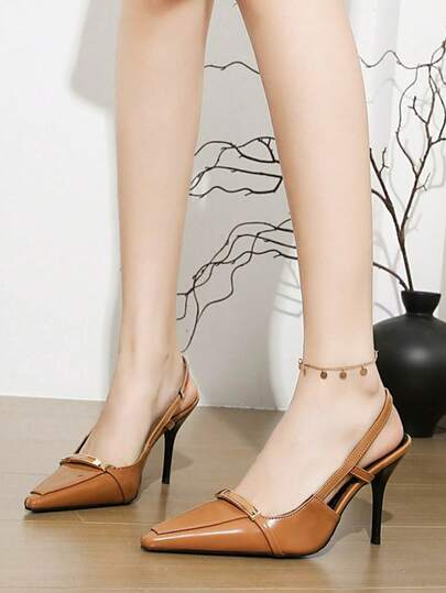 Nuevos tacones altos de piel patentada francesa con tacones delgados y puntas afiladas para el temperamento primaveral, zapatos para mujer, sandalias para mujer a juego con faldas