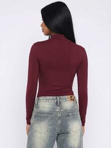 Áo dệt kim dài tay cổ tim dành cho nữ, có nơ trang trí, dáng suông, thích hợp mặc thường ngày. - Màu Đỏ Sâu - Xem 6