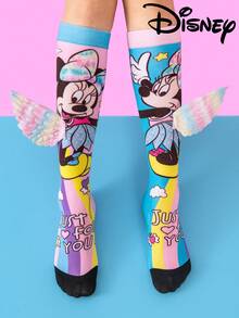 Cute 3D Disney Children's Angel Wings Mickey Knee-High Socks, Fashionable Children's High Sock Party, High-Quality Gifts, School Is Back In Session, Fun And Fashionable Disney Little Fan Disney Cartoon 3D Stereoscopic Socks - Multicolor - View 2