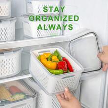 Fruit Storage Containers For Fridge With Removable Colander, Airtight Food Storage Container, Dishwasher   Produce Saver For Refrigerator, Keep Berry Fruit Fresh Longer 4 Pcs Small Clear - Clear - View 7