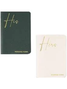 8pcs Gold Foil Wedding Vow Books, Essential For Perfect Wedding Ceremony - Eternal Elegance, Back To School Essential