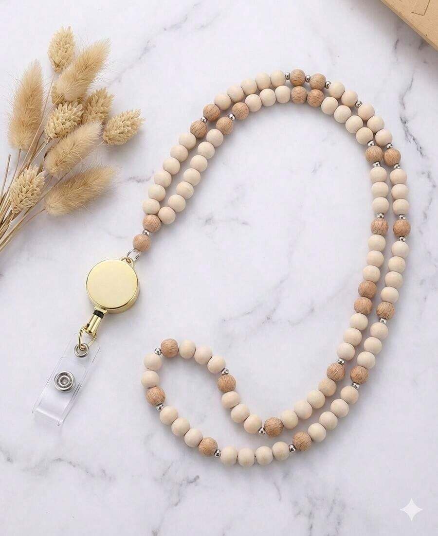 Cute Pattern Retractable ID Badge Lanyard With Keychain, Aesthetic Adjustable Nylon Neck Strap For Teachers Women Office School Essentials YB6V - Kính thiên văn cổ điển - Xem 1
