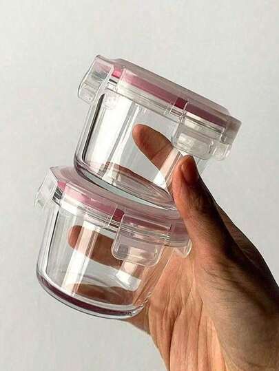 1pc Thick Glass Food Storage Jar With Airtight Lid, Compact & Cute Design, Suitable For Picnic, Meal Prep, Outdoor Activities, Fridge, Microwave And Freezer, Kitchen & Outdoor Essentials, Back To School Must-Have, Thoughtful Gift For Women