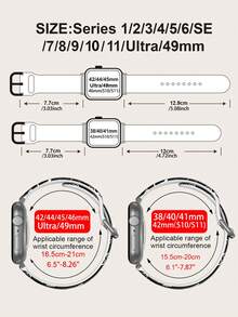 黑色背景涂鸦白色爱心男女通用时尚硅胶表带，兼容 38mm 40mm 41mm 42mm 44mm 45mm 49mm，兼容 Series Ultra/SE/11/10/9/8/7/6/5/4/3/2/1 - 彩色 - 查看 6