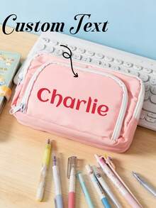 Personalized Name Transparent Large Capacity Pencil Case, Stylish And Simple Pencil Bag, Customized Name Pencil Case, Large Capacity Nylon Mesh Transparent Breathable, Exam/Student Stationery Bag, Mesh Pencil Bag, Simple Student Supplies Box, School Office, Back To School Supplies, School Supplies - Multicolor - View 4