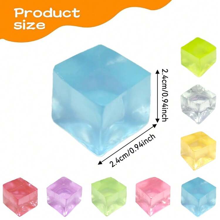 1/6/12/24/72pcs Squeeze Sensory Toys, Mini Ice Cube Stress Relief Balls, Birthday Christmas School Gifts, Random Styles And Colors - Multicolor - View 8