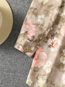 Women's Casual Floral & Leaf Print Arabic Style Top Vacation - Multicolor - View 6