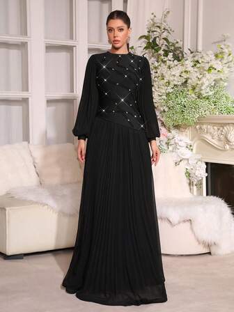 Modphy סט 2 חלקים של קיץ 2024 עם שרוולים ארוכים שחורים, טופ קצוץ פרחוני תלת מימדי + חצאית מיני יהלומים במותן גבוה, תלבושת מסיבה אופנתית וסקסית למועדון לילה