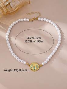 1 chiếc vòng cổ ngọc trai và sao biển thanh lịch, tinh tế, kiểu dáng đại dương. - vỏ vòng cổ - Xem 4