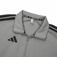 Adidas 阿迪达斯宽松训练夹克，舒适男士户外/室内健身夹克，适合高尔夫和春季穿着 - 灰色 - 查看 3
