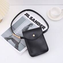 Women's PU Leather Black Phone Waist Bag
