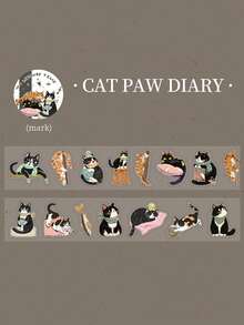 1 Roll Cute Cat & Dessert Themed PET Decorative Tape, Suitable For Scrapbooking, Diary, Photo Album, Craft DIY - Multicolor - View 14