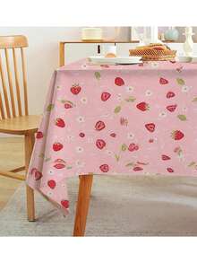 1件草莓主题桌布，涤纶材质，适合水果主题派对和庆祝活动，是家庭聚会、节日、派对和现代家居装饰的理想之选，也是家庭派对装饰的完美点缀 | 奢华餐桌装饰 | 时尚桌布 - 彩色 - 查看 4